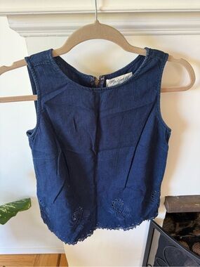 Madewell Navy Eyelet Hem Sleeveless Tank